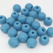 25 Vintage Blue Matte Round Glass Beads - Sea Beads