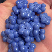 25 Vintage Blue Periwinkle Flower Glass Beads - Sea Beads