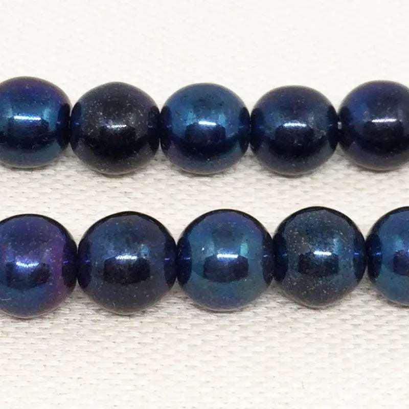 25 Vintage Blue Purple Iris Czech Round Glass Beads - Sea Beads