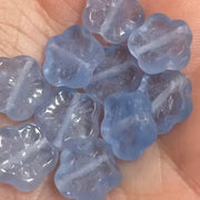 25 Vintage Blue Sapphire Light Flower Glass Beads - Sea Beads