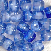 25 Vintage Blue Sapphire White Czech Glass Beads - Sea Beads
