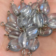 25 Vintage Blue Slate Czech Luster Oval Glass Link Connectors - Sea Beads