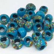 25 Vintage Blue Turquoise Large Hole Pony Glass Beads - Sea Beads
