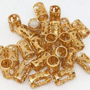 25 Vintage Brass Filigree Tube Metal Beads - Sea Beads