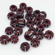 25 Vintage Brown Red Maroon Striped Glass Seed Beads - Sea Beads