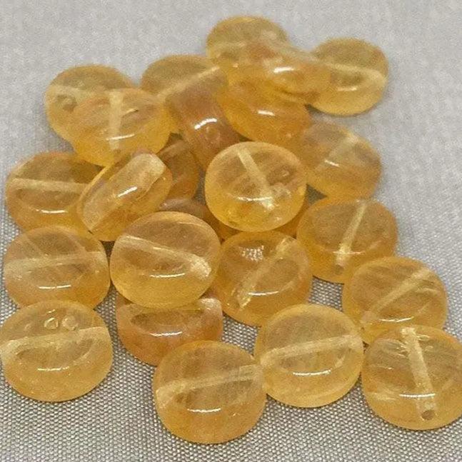 25 Vintage Butterscotch Czech Coin Glass Beads - Sea Beads