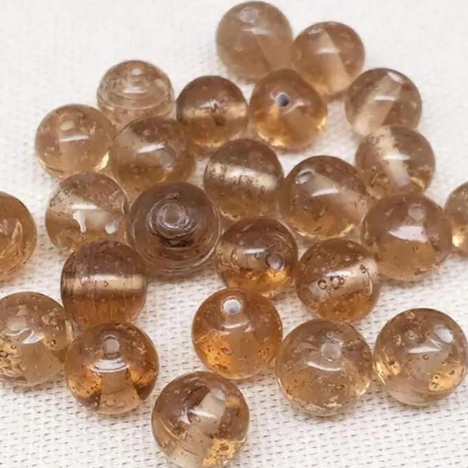 25 Vintage Champagne Round Glass Beads - Sea Beads