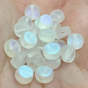 25 Vintage Clear AB Czech Matte Coin Glass Beads - Sea Beads