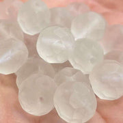 25 Vintage Clear Czech Matte Fire Polished Glass Beads - Sea Beads