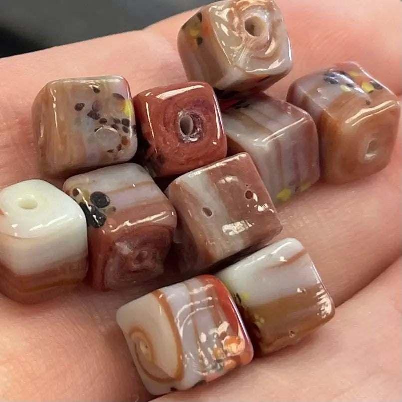 25 Vintage Cube Glass Beads - Sea Beads