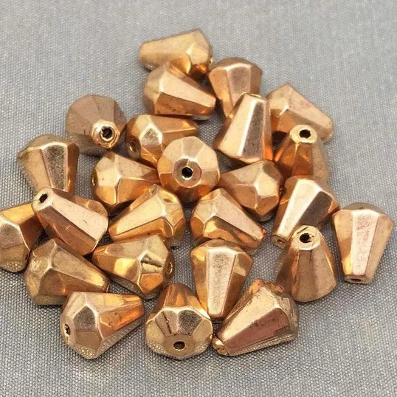 25 Vintage German Acrylic Metal Coated Teardrop Beads - Sea Beads