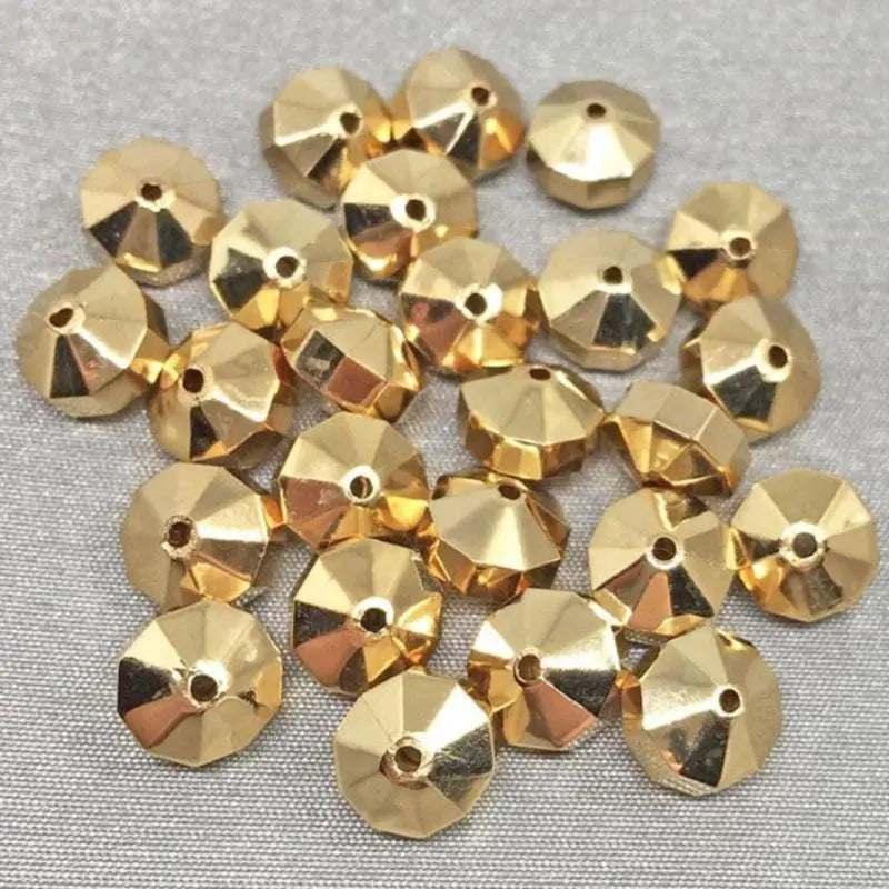 25 Vintage Gold Coated Metal Acrylic Rondelle Beads - Sea Beads