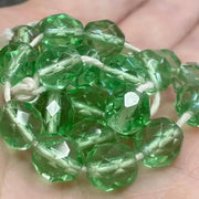 25 Green Czech Transparent Fire Polished Glass Beads - Sea Beads