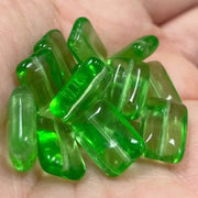 25 Vintage Green Czech Rectangle Glass Beads - Sea Beads