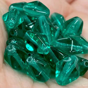 25 Vintage Green Emerald German Diamond Glass Beads - Sea Beads