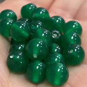 25 Vintage Green Japan Round Opal Glass Beads - Sea Beads