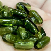 25 Vintage Green Olivine Czech Oval Glass Beads - Sea Beads
