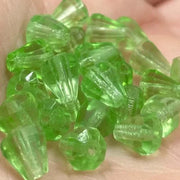 25 Vintage Green Peridot German Cone Glass Beads - Sea Beads