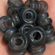 25 Vintage Grey Slate Blue O Ring Glass Beads - Sea Beads