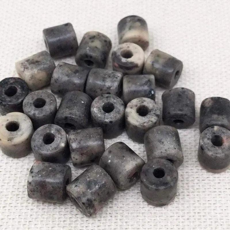 25 Vintage Grey Tan Granite Czech Glass Beads - Sea Beads