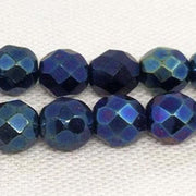 25 Vintage Iris Blue Czech Faceted Glass Beads - Sea Beads