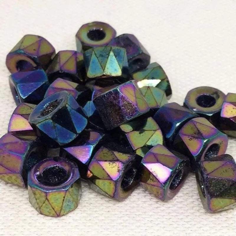 25 Vintage Iris Purple Czech Glass Beads - Sea Beads