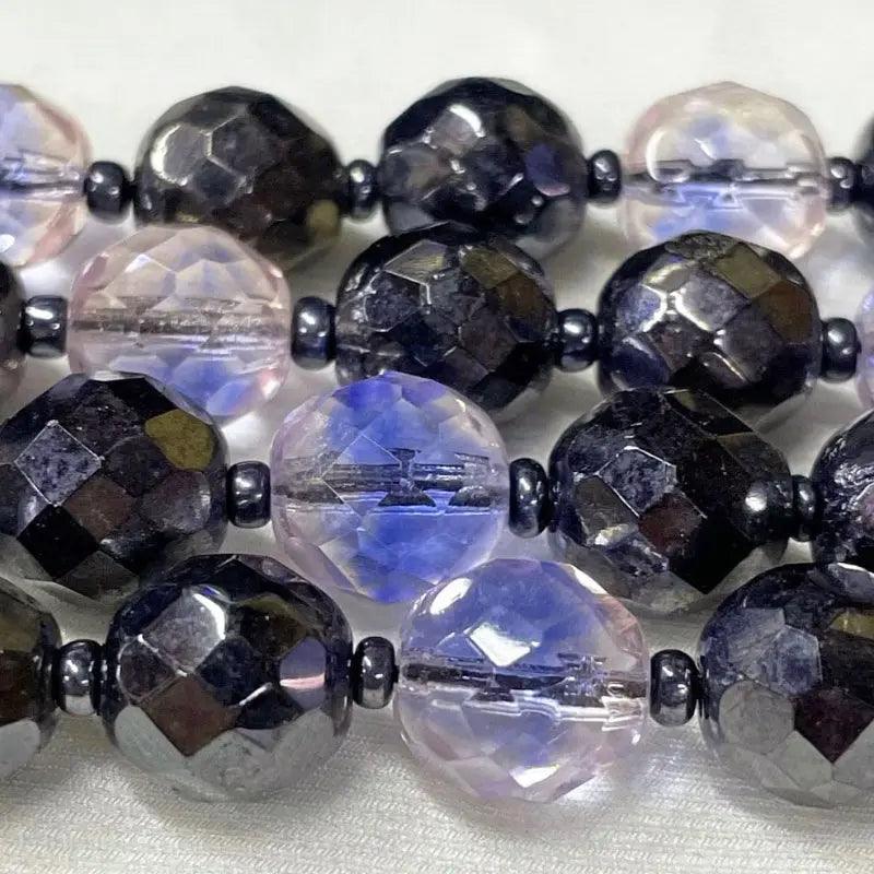 25 Vintage Mixed German Givre Gunmetal Glass Beads - Sea Beads