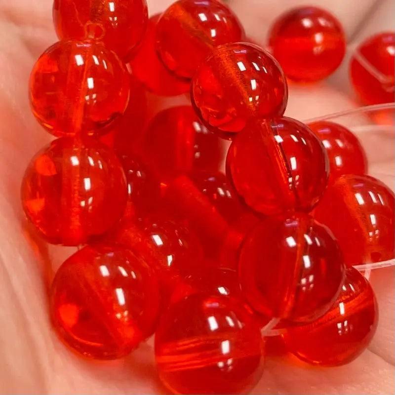 25 Vintage Orange Hyacinth Czech Round Glass Beads - Sea Beads