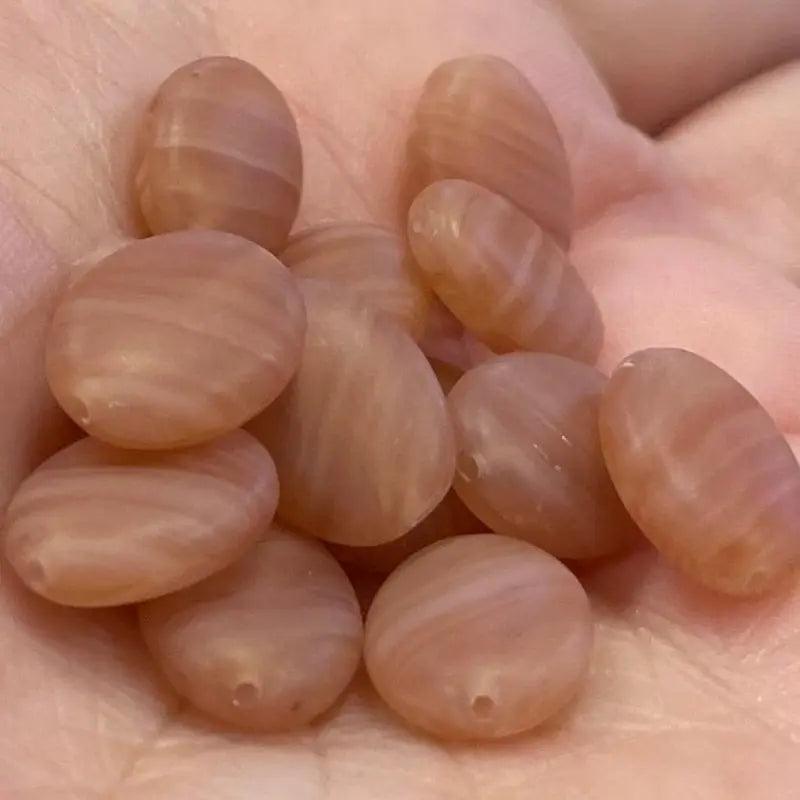 25 Vintage Peach Czech Oval Matte Glass Beads - Sea Beads
