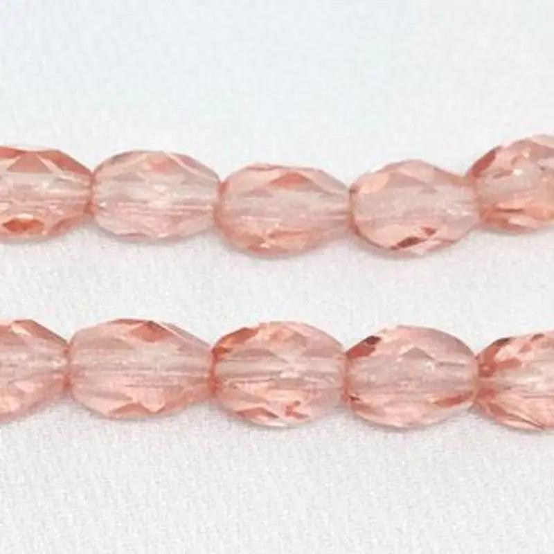 25 Vintage Peach Pink Czech Oval Glass Beads - Sea Beads
