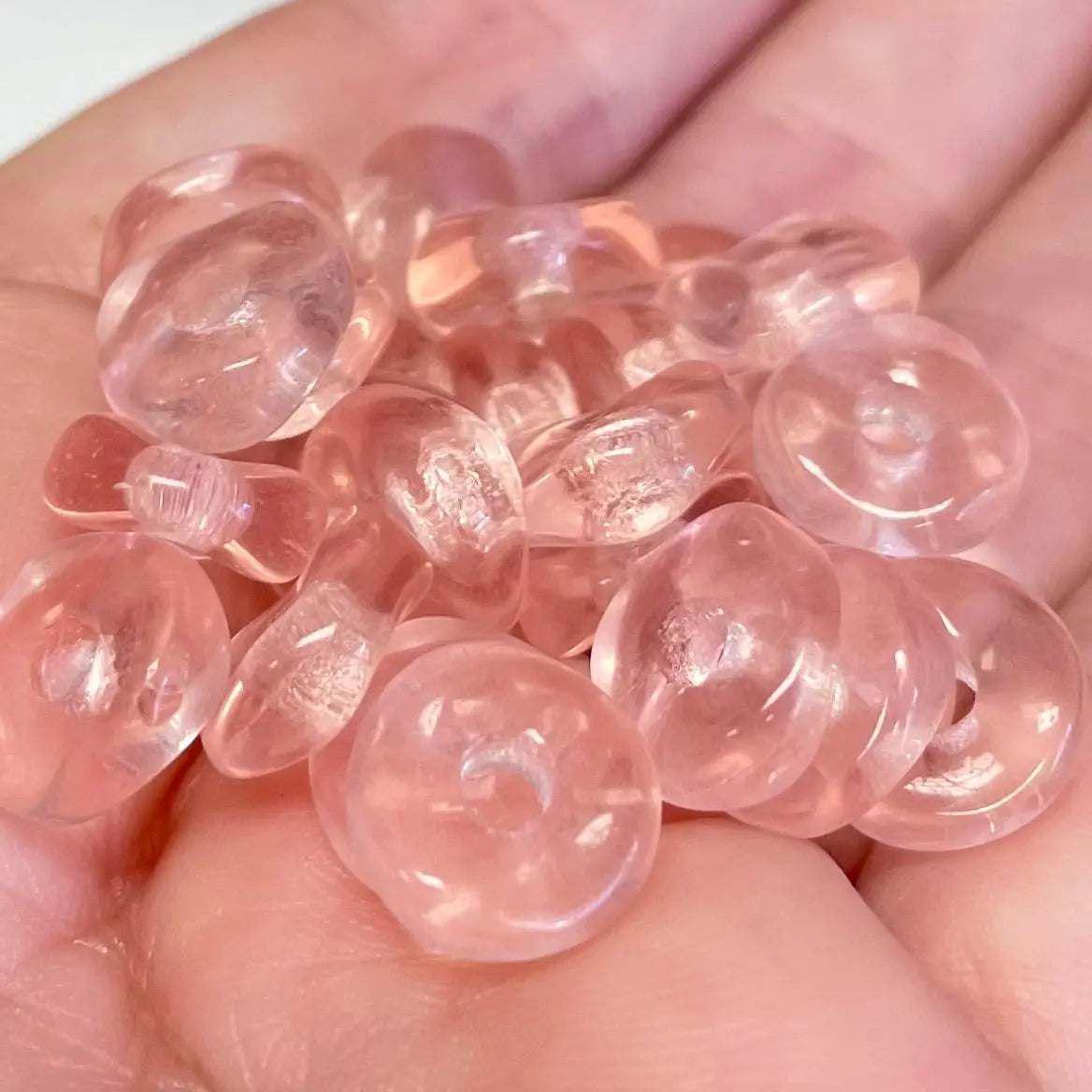 25 Vintage Pink Czech Disc Glass Beads - Sea Beads