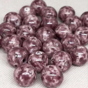 25 Vintage Pink Mauve Czech Picasso Round Glass Beads - Sea Beads