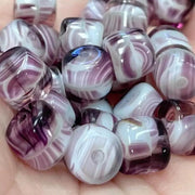 25 Vintage Purple Amethyst Czech Cylindrical Glass Beads - Sea Beads