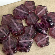 25 Vintage Purple Amethyst Czech Flower Glass Beads - Sea Beads