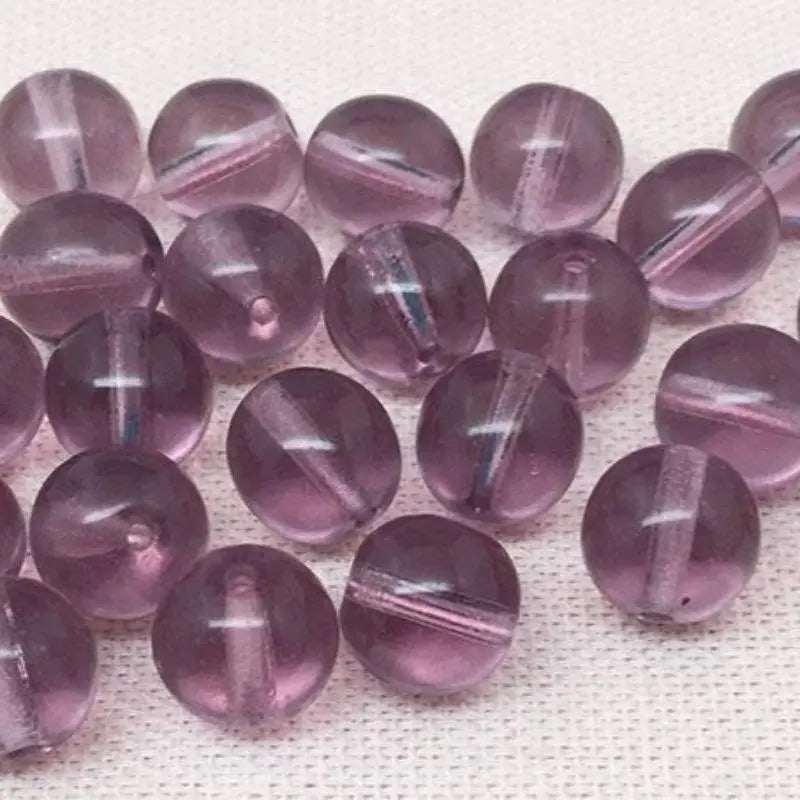 25 Vintage Purple Amethyst Czech Round Glass Beads - Sea Beads