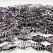 25 Vintage Purple Amethyst Dark Striped Diamond Glass Beads - Sea Beads