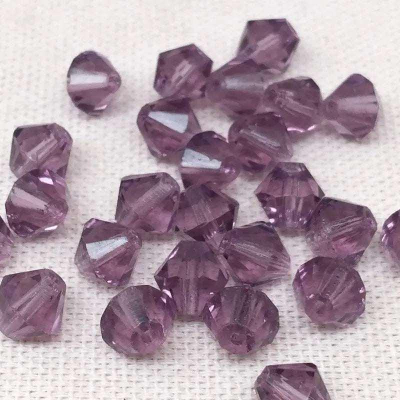 25 Vintage Purple Czech Glass Bicone Glass Beads - Sea Beads