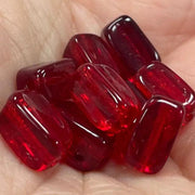 25 Vintage Red Siam German Rectangle Glass Beads - Sea Beads