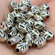25 Vintage Silver Coated Acrylic Oval Beads - Sea Beads