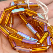 25 Vintage Topaz AB Czech Rectangle Glass Beads - Sea Beads