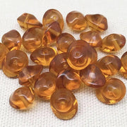 25 Vintage Topaz Czech Oblong Saturn Glass Beads - Sea Beads