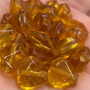 25 Vintage Topaz Golden Japan Glass Beads - Sea Beads