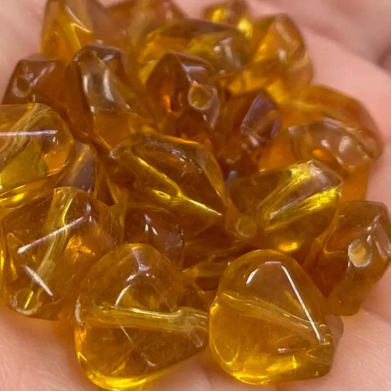 25 Vintage Topaz Golden Japan Glass Beads - Sea Beads