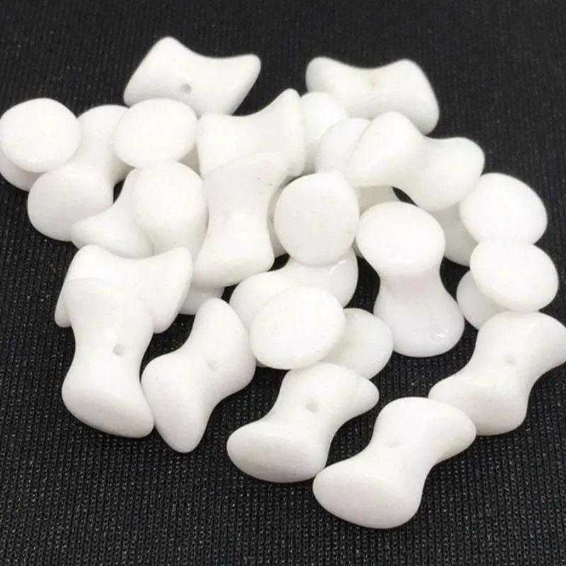 25 Vintage White Czech Milky Glass Beads - Sea Beads