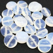 25 Vintage White Czech Opal Coin Glass Beads - Sea Beads