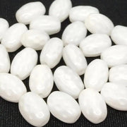 25 Vintage White Czech Opal Oval Glass Beads - Sea Beads