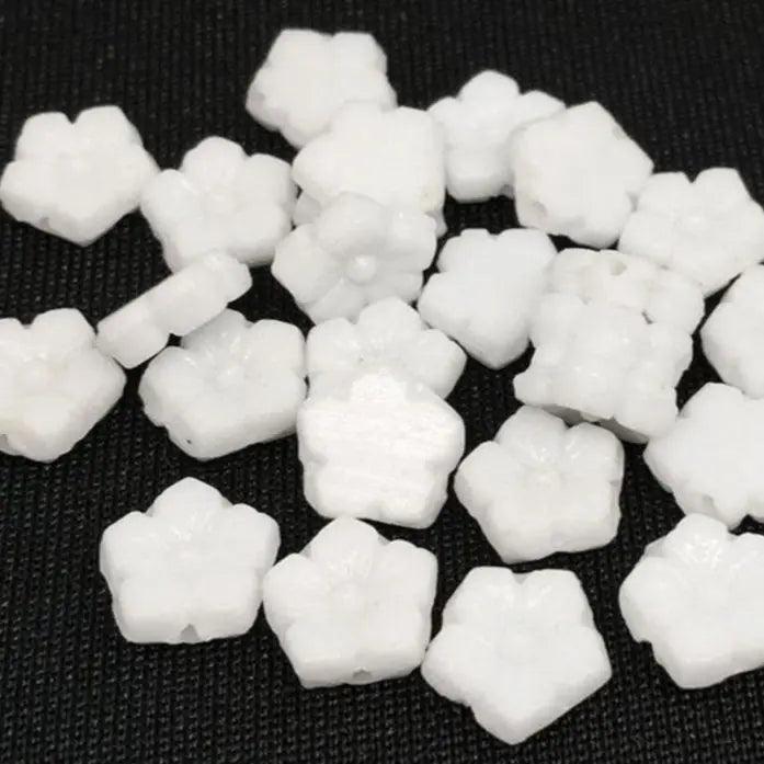 25 Vintage White Flower Nailhead Glass Beads - Sea Beads