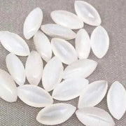 25 Vintage White Givre German Navette Glass Stones - Sea Beads