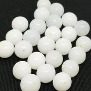 25 Vintage White Japan Opal Round Glass Beads - Sea Beads