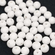 25 Vintage White Japan Round Glass Beads - Sea Beads
